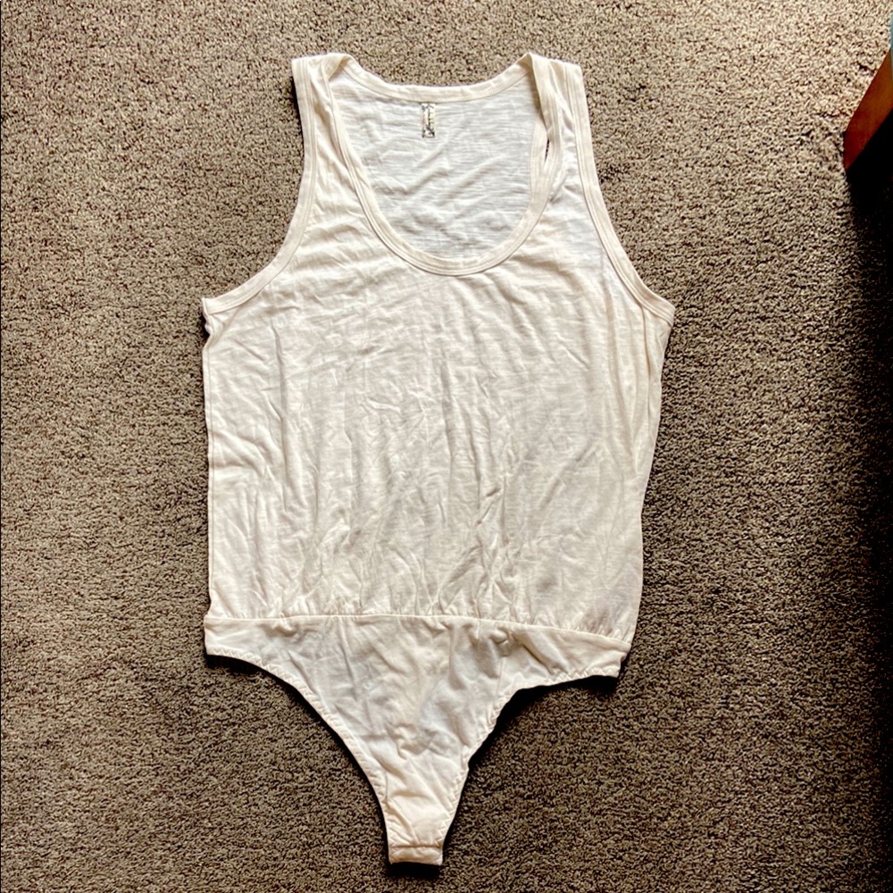 New NWT Free People Intimately Cream Sleeveless tank Bodysuit Sz XL